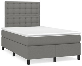 Cama box spring c/ colchão e LED 120x190 cm tecido cinza-escuro