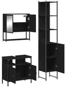 3 pcs conjunto móveis casa de banho derivados de madeira preto