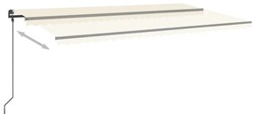 Toldo retrátil manual com LED 6x3,5 m cor creme