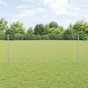 Cerca Hexagonal com 22 Postes em U Prateados 1x25 m de Aço