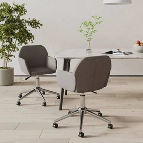 vidaXL Cadeiras de jantar giratórias 2 pcs tecido cinzento-escuro