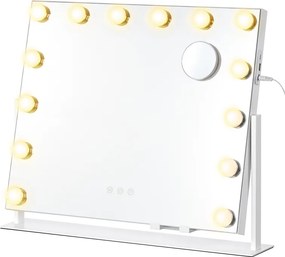Espelho de maquilhagem 10 x 55 x 45 cm com iluminação e 14 lâmpadas LED Branco 