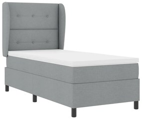Cama Box com Colchão Cinza Claro 80 x 200 cm, Tecido de Qualidade.