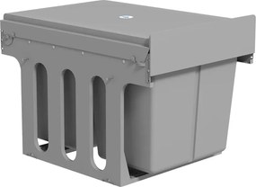 Caixote de Lixo Embutido 48x34,3x35,1 cm com 2 Recipientes Removíveis para Reciclagem Capacidade Total 30L (15Lx2) Cinzento Claro