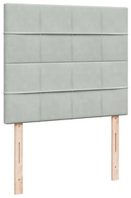 Cama boxspring c/ colchão 120x200 cm veludo cinzento-claro