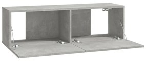 Móveis de TV parede 2pcs 100x30x30cm madeira cinza cimento