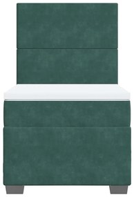 Cama com molas/colchão 90x190 cm veludo verde-escuro