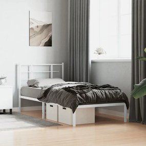 Estrutura de cama com cabeceira 90x190 cm metal branco