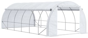 Outsunny Estufa Tipo Túnel de Jardim 6x3x2m com Porta Enrolável 12 Janelas Cobertura de PE 140g/m² e Metal Galvanizado para Cultivos de Plantas Verduras Branco