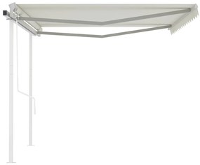 Toldo retrátil automático com postes 4x3,5 m cor creme