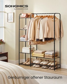 Guarda roupa aberto com prateleiras 29 x 112 x 158,4 cm, preto