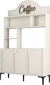 Armário Alto de Cozinha "Coffee" - 200x120x35 cm - Creme e Preto - Des