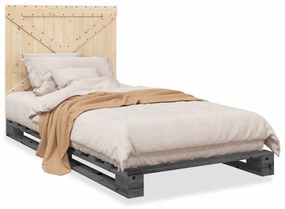 Estrutura de cama com cabeceira 100x200cm pinho maciço cinza