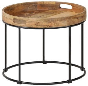 vidaXL Mesa de centro madeira de mangueira maciça e aço 50x40 cm
