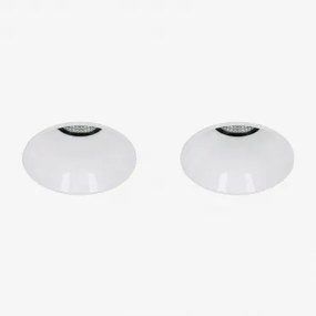 Pack De 2 Downlights Led Embutidos Sem Moldura Trimless Redondos Em Alumínio Luisiana Branco & Branco 3000k & Ø6,8 Cm & 8 W & 23º - Sklum