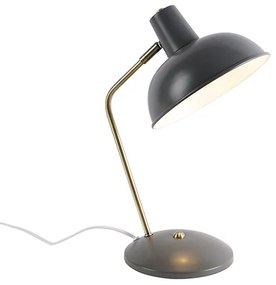 Candeeiro de mesa retro cinzento com bronze - Milou Moderno