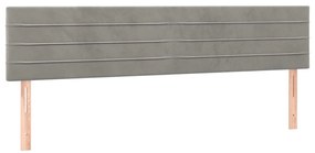 Cama box spring c/ colchão/LED 160x200 cm veludo cinzento-claro
