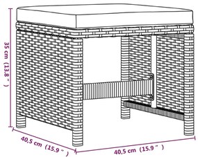 9 pcs conjunto de jantar p/ jardim com almofadões vime PE bege