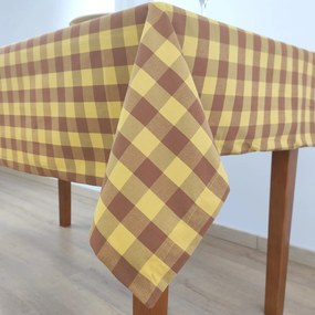 Toalha de mesa Quadrados grandes Amarelo e Castanho