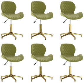 vidaXL Cadeiras de jantar giratórias 6 pcs veludo verde-claro