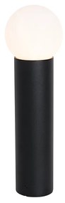 Candeeiro de pé exterior preto com vidro opalino 50 cm IP44 - Huma Moderno