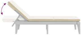 Espreguiçadeira com almofadão 186x60x29 cm PP branco