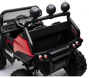 Jipe elétrico para crianças Mercedes-Benz Unimog bateria 12v, 4x4 2 Lugares pneus em borracha, assento em pele artificial Vermelho