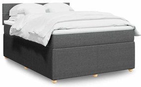 vidaXL Cama com molas/colchão 140x190 cm tecido cinzento-escuro