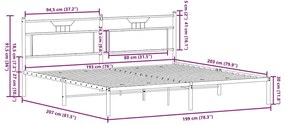 Estrutura de cama sem colchão 193x203cm carvalho fumado