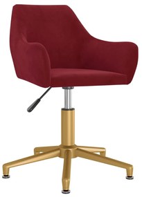 331034 vidaXL Cadeira de jantar giratória veludo vermelho tinto