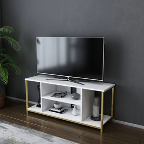 Móvel de TV Rinaldo – Branco e Dourado – 120 cm x 35 cm x 50,8 cm