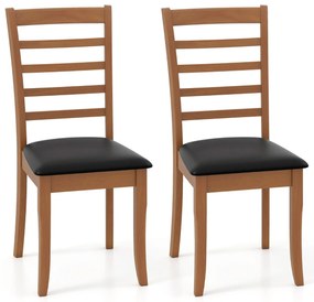 Conjunto de 2 cadeiras de sala de jantar em madeira de cozinha modernas estofadas com pernas em madeira de borracha e encosto alto preto