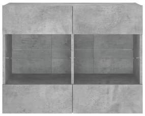 Móvel parede p/ TV c/ luzes LED 78,5x30x60,5 cm cinza cimento