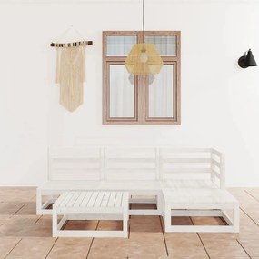 vidaXL 5 pcs conjunto lounge de jardim pinho maciço branco