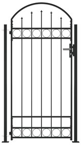 vidaXL Portão de cerca com topo arqueado e 2 postes 105x204 cm preto