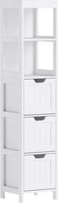 HOMCOM Armário para banheiro, 2 prateleiras, 3 gavetas, material resistente à água, branco | Aosom Portugal