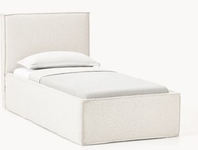 Cama de solteiro estofada em bouclé com arrumação Dream