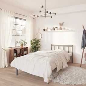 vidaXL Estrutura de cama pequena solteiro 75x190 cm pinho maciço cinza