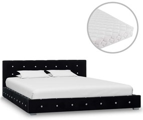 vidaXL Cama com colchão 140x200 cm veludo preto