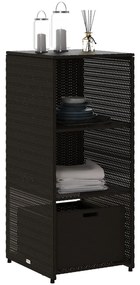 Armário de arrumação para jardim 50x55x115 cm vime PE preto