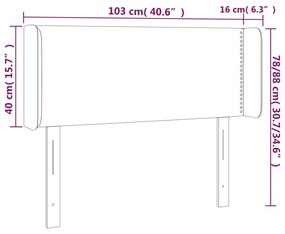 Cabeceira cama c/ LED 103x16x78/88 cm couro artificial cinzento