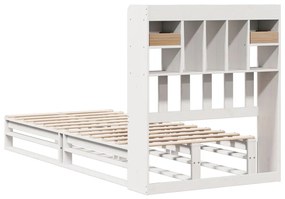 Cama com estante sem colchão 100x200 cm pinho maciço branco