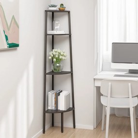 vidaXL Estante de canto com 4 prateleiras 45,5x31,5x150 cm preto