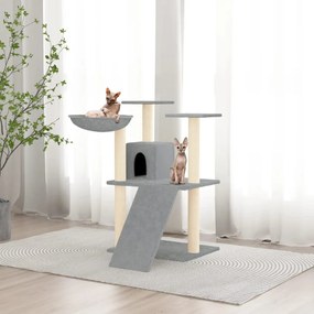 Árvore p/ gatos c/ postes arranhadores sisal 83 cm cinza-claro