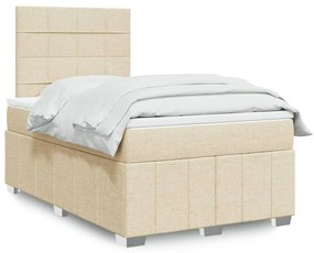 Cama boxspring com colchão 120x190 cm tecido cor creme