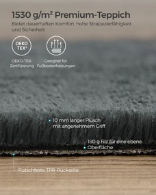 Tapete para sala de estar antiderrapante 160 x 230 cm cinza antracite