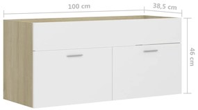 Armário lavatório 100x38,5x46cm contrap. branco/carvalho sonoma