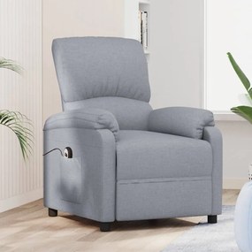 vidaXL Poltrona elevatória tecido cinzento-claro