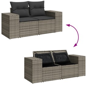 Conjunto de Sofá vidaXL com 9 Peças e Almofadas Cinzas de Vime e Acáci