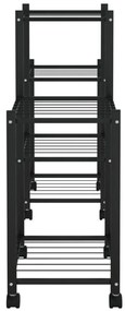 Suporte de vasos c/ rodas 83x25x63,5 cm ferro preto